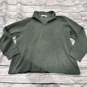 Calvin Klein Gray/Green Quarter Zip Cotton Sweater Size Large